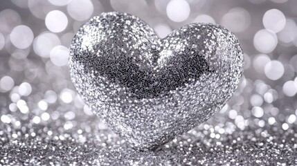 Fototapeta premium shine bright slogan on silver glitter in heart shape background illustration , no logos, no brands