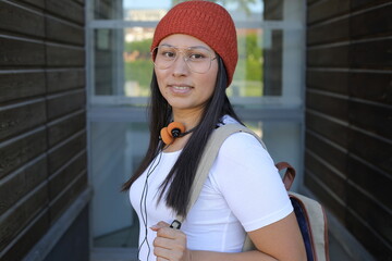 Cute ethnic woman with 1980s vibes 