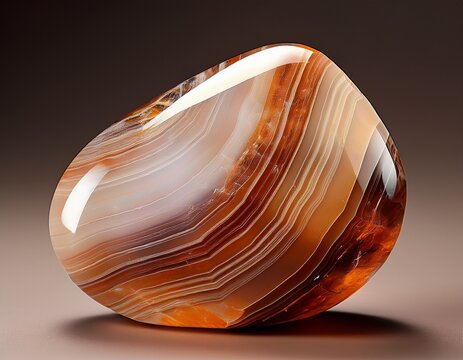 Polierter Aragonit mit nat&uuml;rlicher B&auml;nderung in warmen Erd- und Cremet&ouml;nen