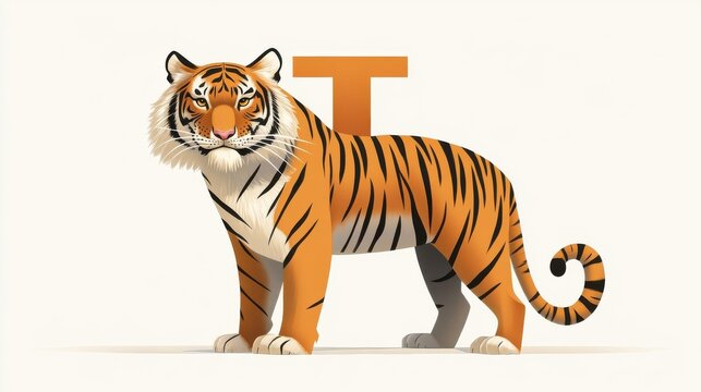 Flashcard letter T is for tiger illustration illustration , no logos, no brands