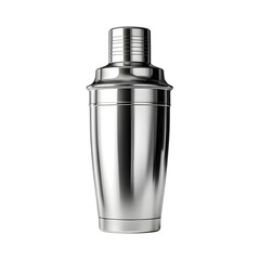 Metallic cocktail shaker with modern design, isolated on a transparent background --v 7.0