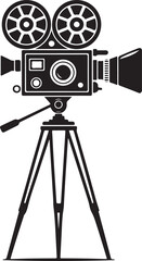 Obraz premium Digital video camera tripod silhouettes. Silhouettes of video camera tripod vector. Camera stand vector silhouette. Abstract tripod silhouette icon vector design