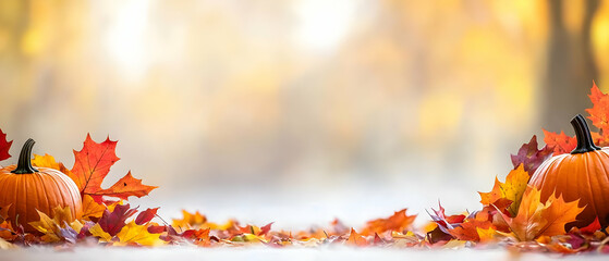 Autumn Leaves And Pumpkins Background
