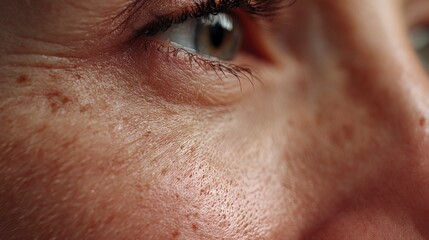 Ultra close-up of natural skin texture with pores, fine lines, and soft peach fuzz
