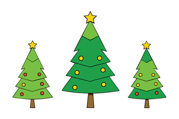 Set of Christmas Tree Vector Art Designs for Festive Holiday 