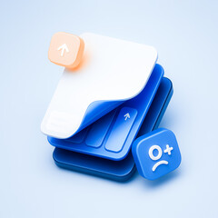 3D Mobile Interface with Growth Arrow and User Icon – User Acquisition or App Performance Concept