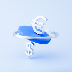3D Currency Symbols of Euro and Dollar on Balance &ndash; Forex or Exchange Rate Concept