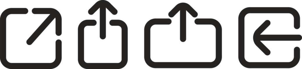 Four Share Icons | Upload, Share, Export, Send, Connection, Social Media Vector Icons