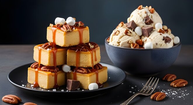 National Fudge Day Celebration &ndash; Peanut Butter, Penuche & Chocolate Fudge Assortment on Rustic Table