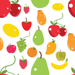 Colorful Seamless Fruit Pattern Vector Design
