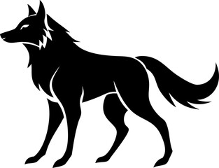Standing wolf icon in minimal vector style, good for branding or UI.