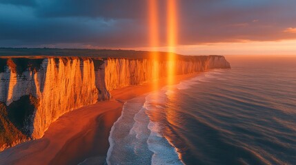 Fototapeta premium Dramatic sunset over coastal cliffs (1)