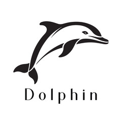 Obraz premium Minimal Dolphin Logo Design – Silhouette Style Vector for Modern Branding 