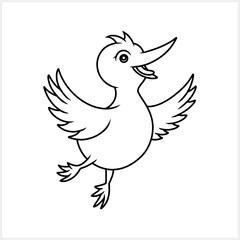 Doodle icon isolated.Outline animal. Hand drawn bird. Vector stock illustration