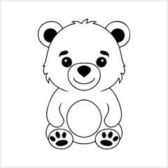 Cartoon bear clipart isolated Animal logo Coloring page book Vector stock illustration