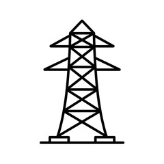 Power grid tower illustration in minimalist line art style  