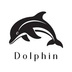 Fototapeta premium Minimal Dolphin Logo Design – Silhouette Style Vector for Modern Branding 