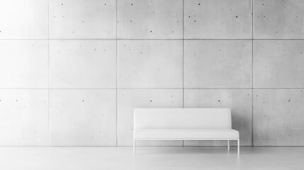 New empty white concrete gallery interior with mock up place on wall. Art, no people, museum and exhibition concept. 3D Rendering illustration , no logos, no brands