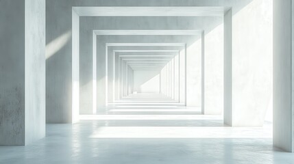 Obraz premium Contemporary white room with concrete floor 3D Render illustration , no logos, no brands