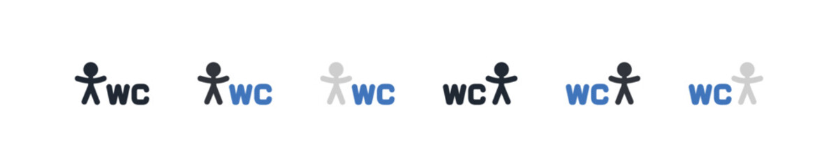 Icon set restroom. Graphic symbol wc toilet in vector design style. Human WC symbol. ESP10
