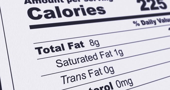 Nutrition Facts Label with selenium content line highlighted, information of Se element content in product, footage