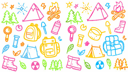 Hand-drawn colorful crayon-style doodles, reminiscent of kids' artwork.  colorful chalk texture design.