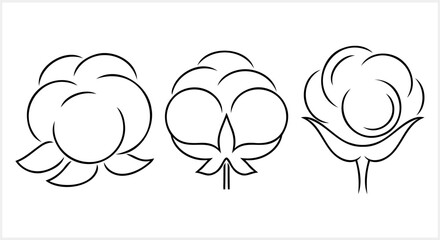 Doodle flower cotton icon isolated. Kids outline clipart Vector stock illustration