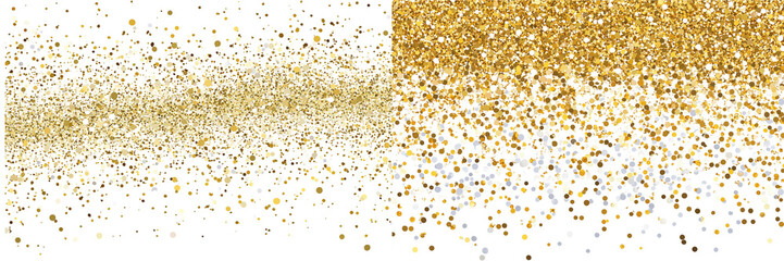 Set of a Gold glitter confetti, isolated on transparent background. 
