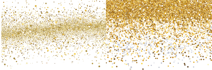 Set of a Gold glitter confetti, isolated on transparent background. 