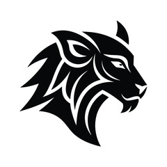 Stylized Goat Head Illustration in Black and White