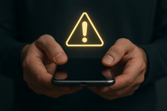 Smartphone warning alert urgent notification concept