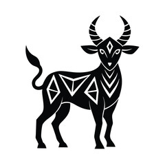 Elegant Black Goat Silhouette on White Background
