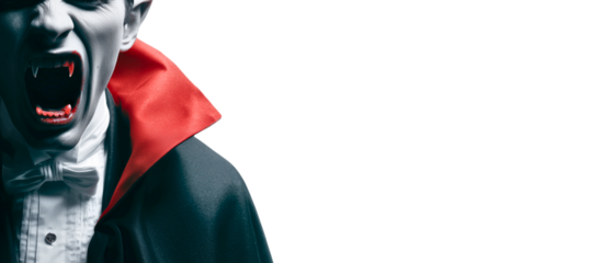 vampire silhouette isolated over transparent (white) background; alarming, horrifying halloween dracula inspired design