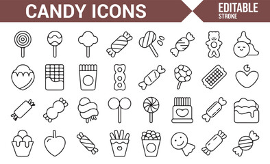 Vector Icons of Various Candy Types for Sweet and Dessert Design