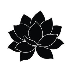 Black and White Lotus Flower Silhouette