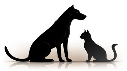 Dog and Cat Silhouette Vector Illustration Isolated on White Background Pet Animal Graphic Design