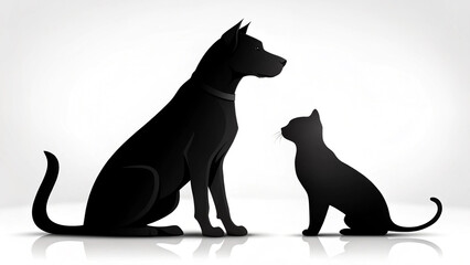 Dog and Cat Silhouette Vector Illustration Isolated on White Background Pet Animal Graphic Design