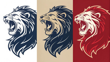 Lion Head Vintage Logo Icon Illustration Classic Regal Emblem Design