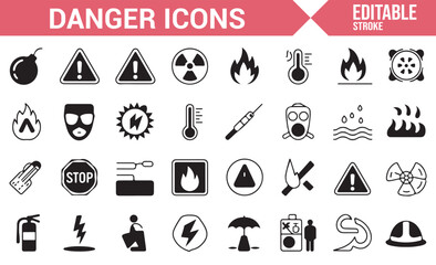 Fototapeta premium A Collection of Icons for Hazardous Materials, Risk, and Emergency.
