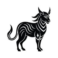 Ornamental Black Bull Silhouette
