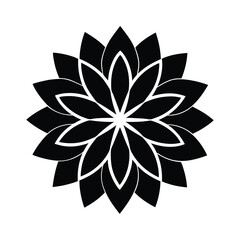 Black floral mandala design on white background