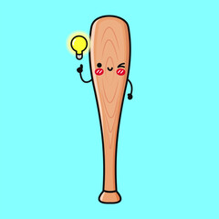 A whimsical Baseball character with a lightbulb expressing a bright new idea, perfect for any project.