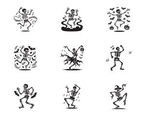 Dancing Skeleton Silhouette – Fun Spooky Halloween Vector Art