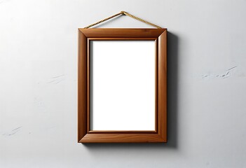 Wooden Picture Frame Hanging on a White Wall