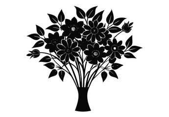 Obraz premium Floral Bouquet Silhouette Vector Illustration for Printing, Cutting, and Design Projects