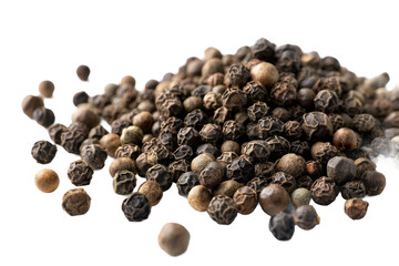 Aromatic Mountain of Black Gold: A Close-Up of Whole Black Peppercorns Against a Stark Backdrop, Inviting Culinary Exploration and Flavorful Discoveries