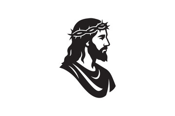 Fototapeta premium Jesus silhouette vector art illustration on white background