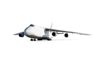 White wide body freight airplane isolated