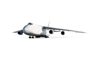 White wide body freight airplane isolated