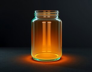 Lit Glass Jar on Dark Surface